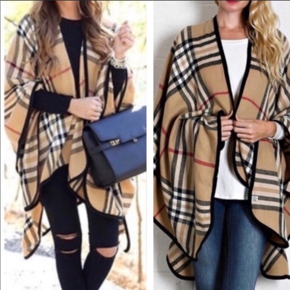 Chic Plaid Poncho Scarf - Picture 2 of 3
